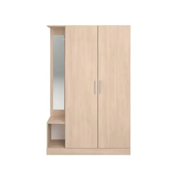 Armoire 2P battante miroir L.130 cm EKKO imitation chêne