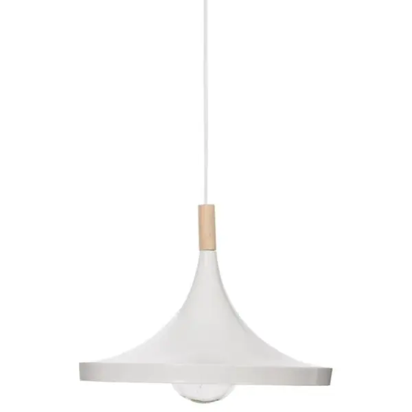 Suspension Blanche Bois Métal Ø32cm