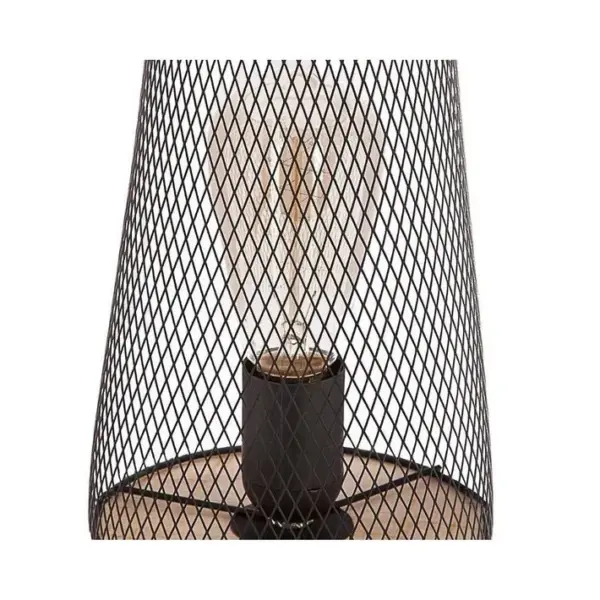 Lampe En Métal Et Bois Noir