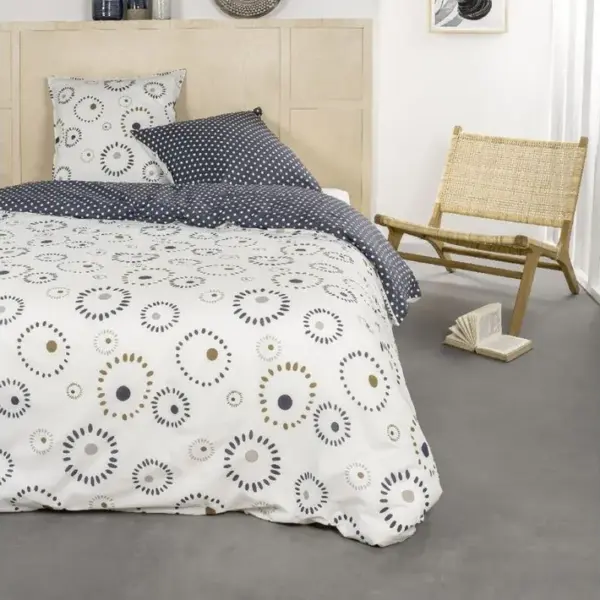 Housse De Couette 240x260 Sunshine Calenzana + 2 Taies 100% Coton 57 Fils