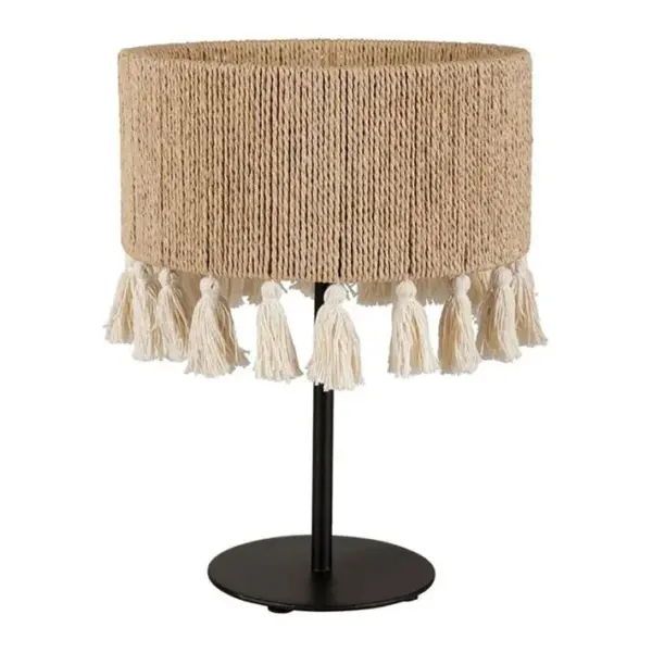 Lampe Métal Coton Charlotte Noire Beige