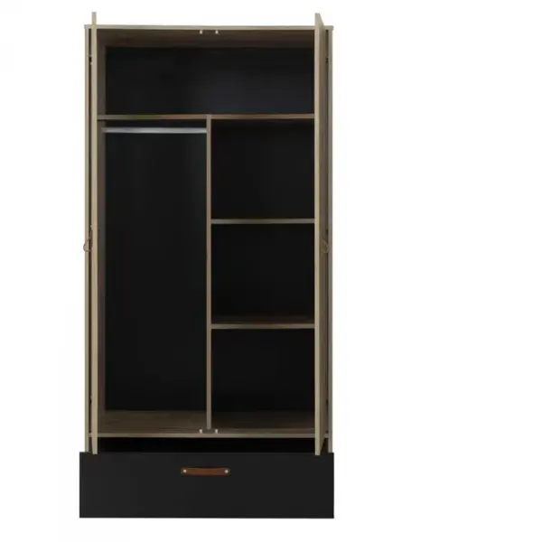 Armoire 2 Portes Imitation Chene Arthus Gami 200x102x60 Cm