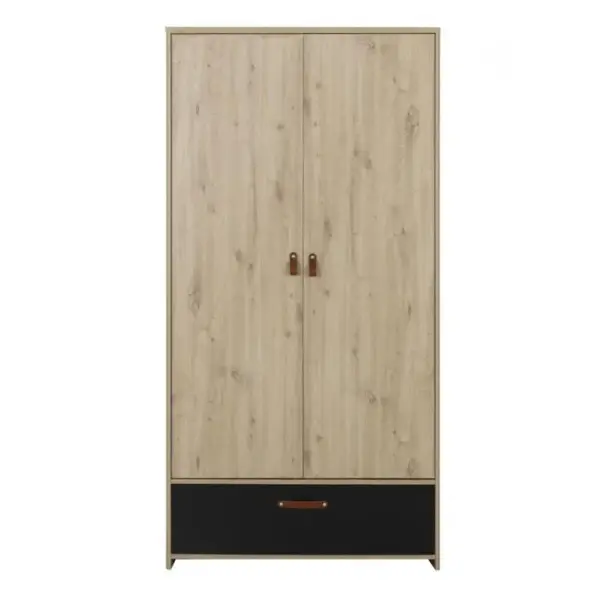 Armoire 2 Portes Imitation Chene Arthus Gami 200x102x60 Cm