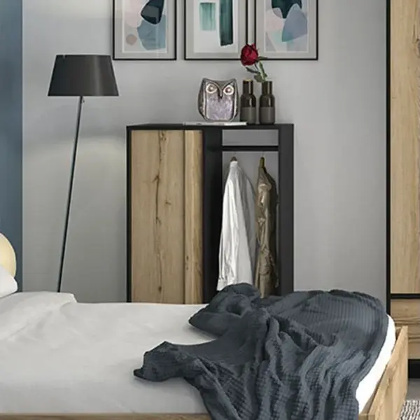 Vestiaire 1 Porte Avec Penderie L75 Cm - Décor Chêne Et Noir