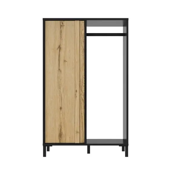 Vestiaire 1 Porte Avec Penderie L75 Cm - Décor Chêne Et Noir