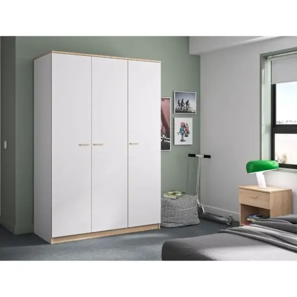 Armoire 3 Portes Effet Bois - L136 X H200 Cm