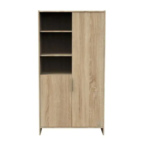 Armoire 2 Portes Et 3 Niches Avec Poignées Dorées Décor Chêne Doré