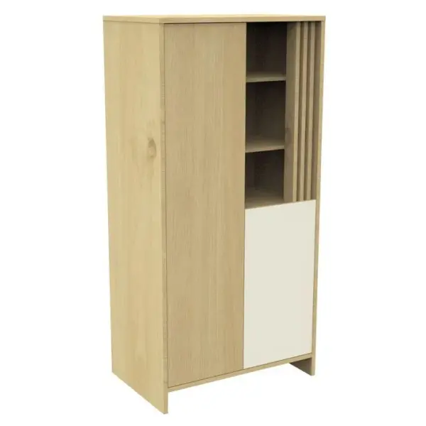 Armoire 2 Portes Et 1 Niche Avec Claustra En Bois Décor Chêne Suave