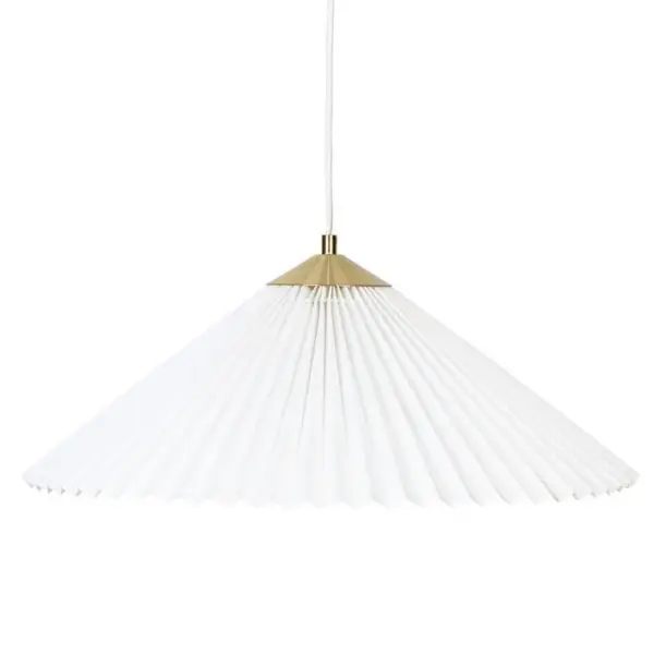 Luminaire Suspension En Vinyle Blanc Et Métal Doré D 49 Cm