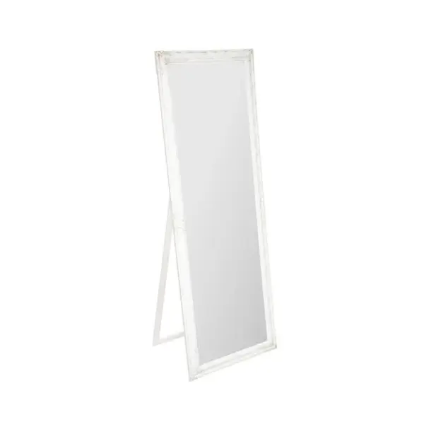 Miroir Sur Pied En Bois Finition Blanchie Et Vieillie H 172 Cm