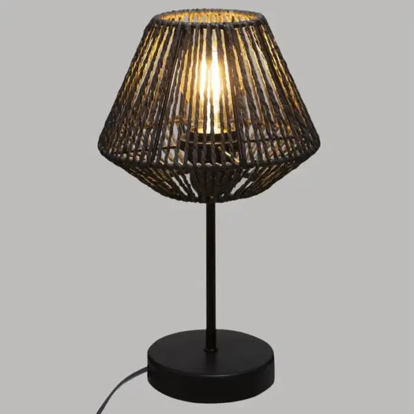 Lampe à Poser En Métal Et Abat-jour Noir H 34 Cm