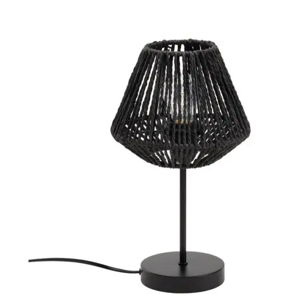 Lampe à Poser En Métal Et Abat-jour Noir H 34 Cm