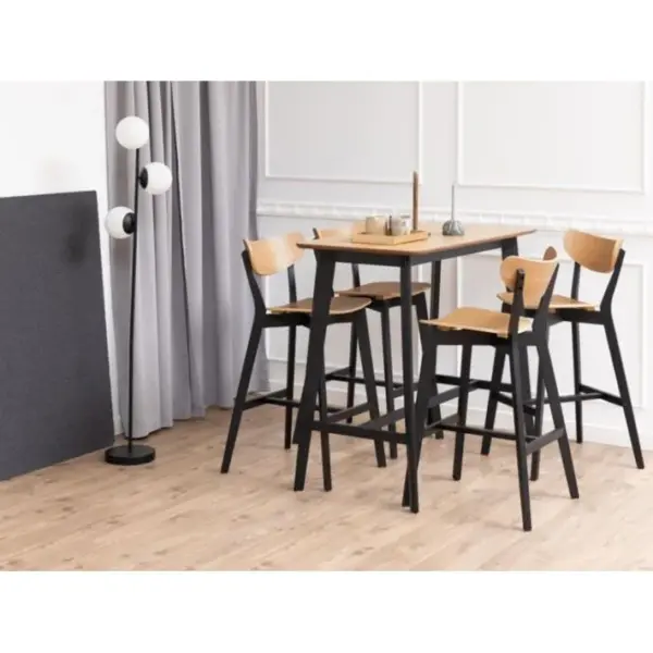 Table De Bar Et 4 Tabourets De Bar Scandinaves En Bois - Leta