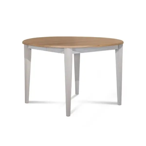 Table Ronde Bois D115 Cm Avec 1 Allonge Et Pieds Fuseau - Victoria