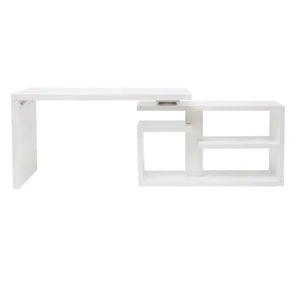 MILIBOO Bureau Modulable Design Laqué Blanc Brillant L147-217 Cm Halton