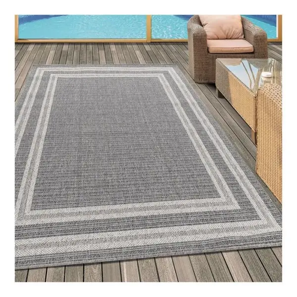 ALLOTAPIS Tapis Extérieur Et Intérieur Plat Ruba Gris 80x150