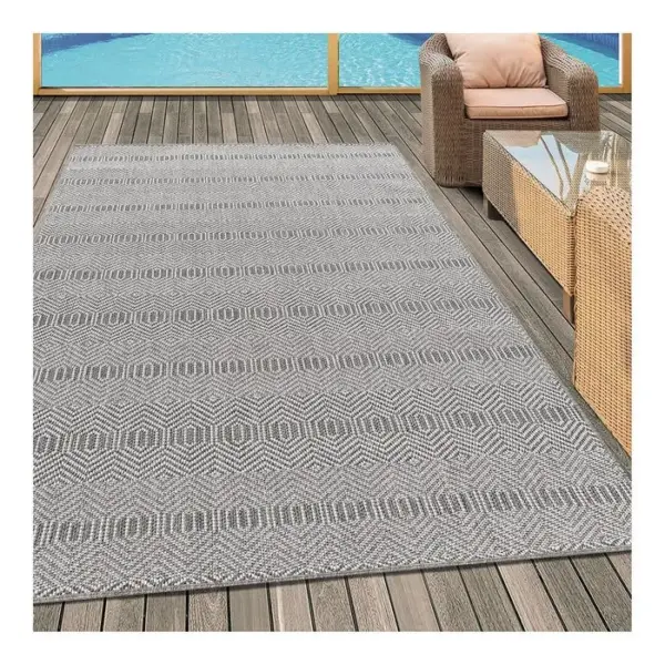 ALLOTAPIS Tapis Extérieur Et Intérieur Plat Mykonos Gris 140x200