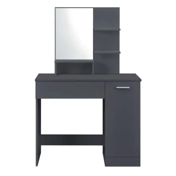 Coiffeuse Anthracite Avec Tabouret Et LED 90 X 137,5 X 38 Cm (l X H X P)