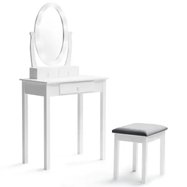 Coiffeuse Bella Avec Miroir LED Et Tabouret