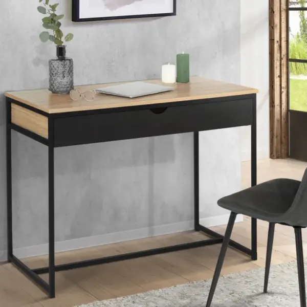 Bureau 1 Tiroir Noir Boston Design Industriel