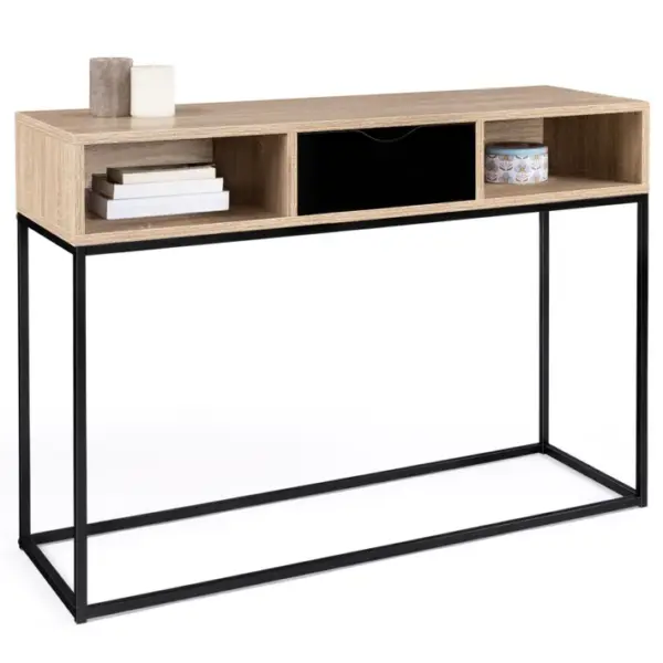 Console 1 Tiroir Noir Boston Avec Rangements Design Industriel