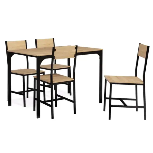 Ensemble Table à Manger Et 4 Chaises Detroit 4 Personnes Design Industriel 110 Cm