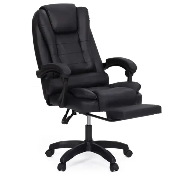 Fauteuil De Gaming Bureau Jim, Avec Assise Rembourrée Grand Confort Et Repose-pied Noir