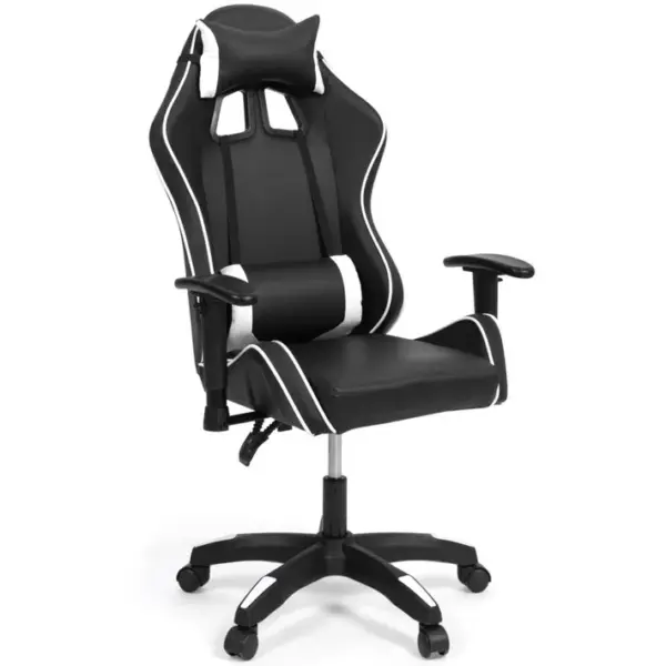 Fauteuil De Gaming Carter Accoudoirs 2d Pivotants, Réglable Hauteur Noir Et Blanc