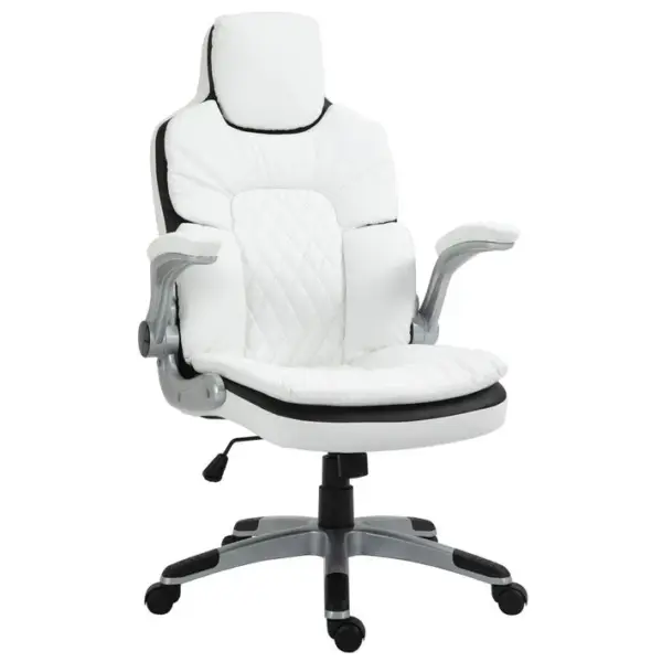 Fauteuil De Bureau Manager Gaming Revêtement Pu Blanc Noir