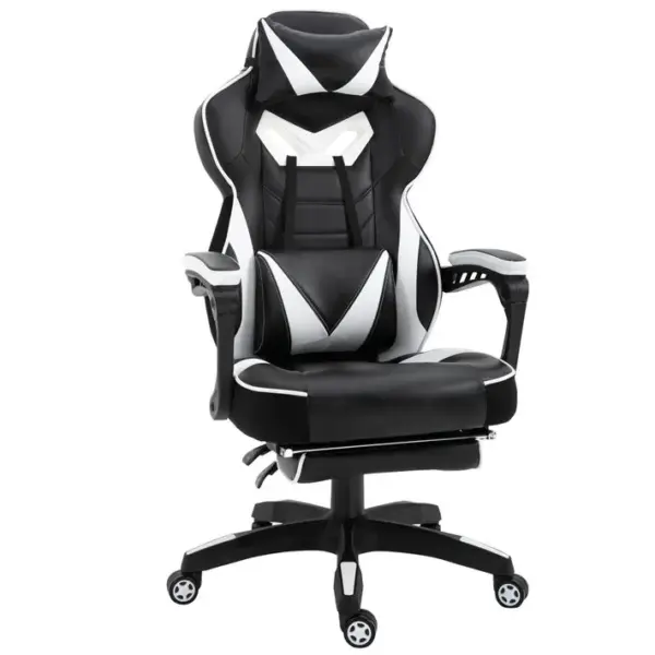 Fauteuil De Bureau Gamer Inclinable Repose-pied Coussins Revêtement Synthétique