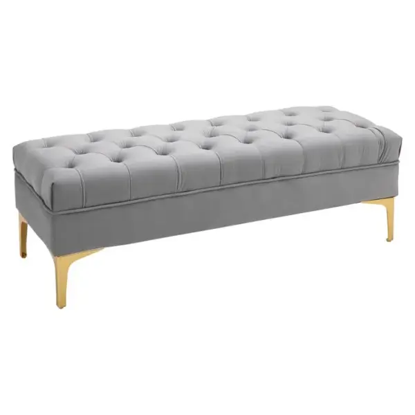 HOMCOM Banquette Capitonnée Style Classique Chic Pieds Dorés Velours