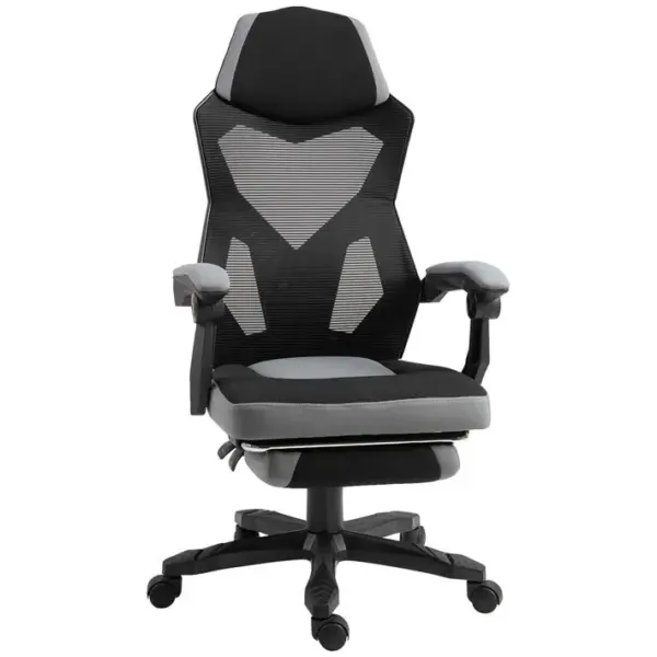 Fauteuil Gaming Inclinable Réglable Avec Repose-pied Tissu Maille