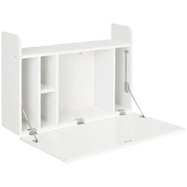 Bureau Mural Pliable Multi-rangement Blanc