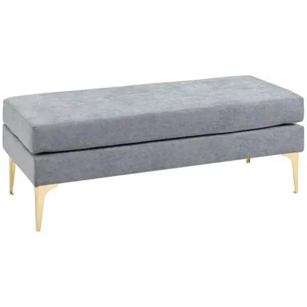 HOMCOM Banquette Banc Style Moderne Chic Pieds Dorés Tissu Gris