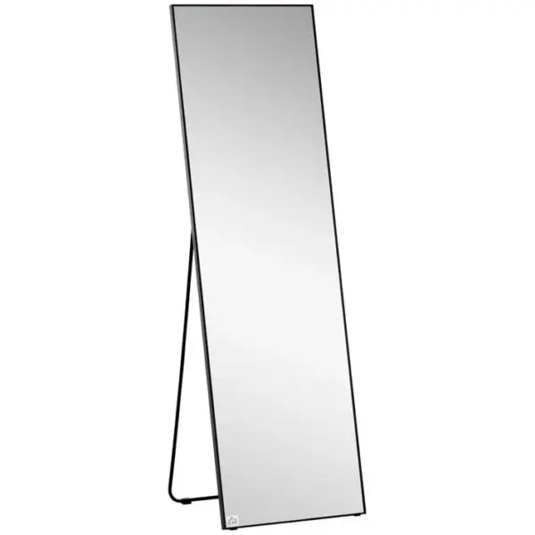 Miroir Sur Pied Ou Mural Rectangulaire Grande Taille Verre Métal Noir