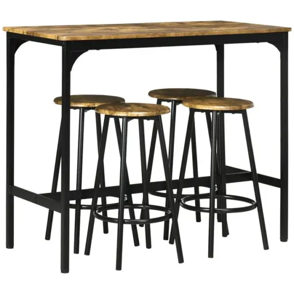 Ensemble Table De Bar 4 Tabourets Style Industriel