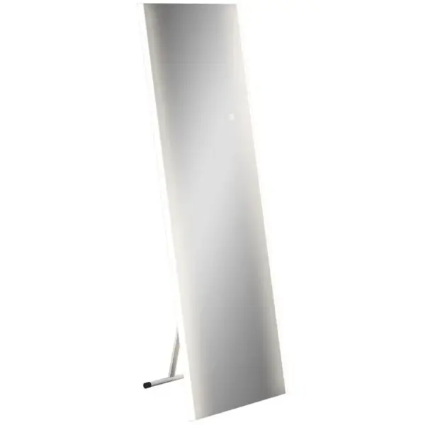 Miroir Sur Pied Ou Mural Rectangulaire Grande Taille LED Verre Métal Blanc