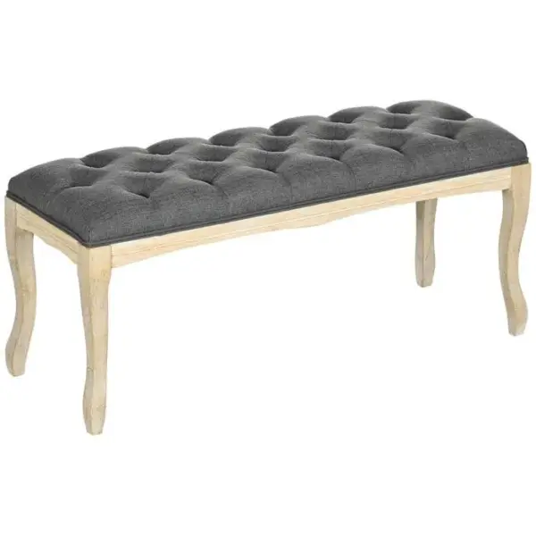 HOMCOM Banc Banquette Capitonnée Style Classique Chic Bois Lin