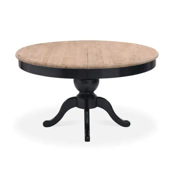 Table Ronde Extensible En Bois Massif Sidonie Noir