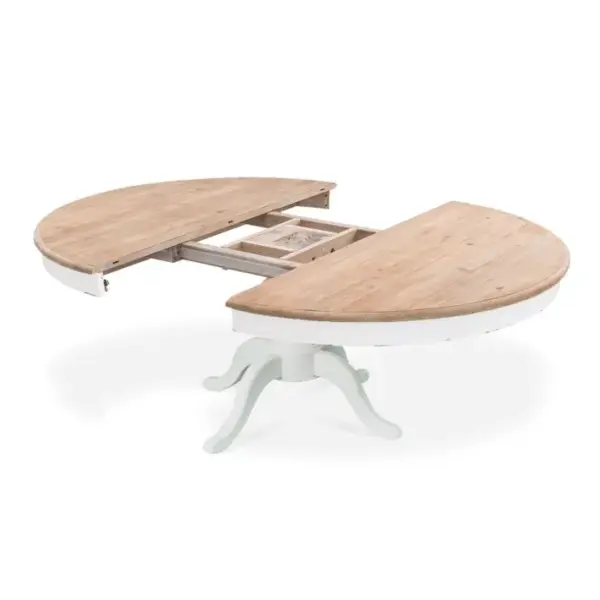 Table Ronde Extensible En Bois Massif Sidonie Blanc