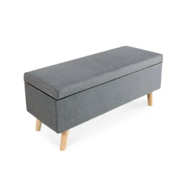 Banquette Coffre De Style Scandinave Eline Tissu Gris