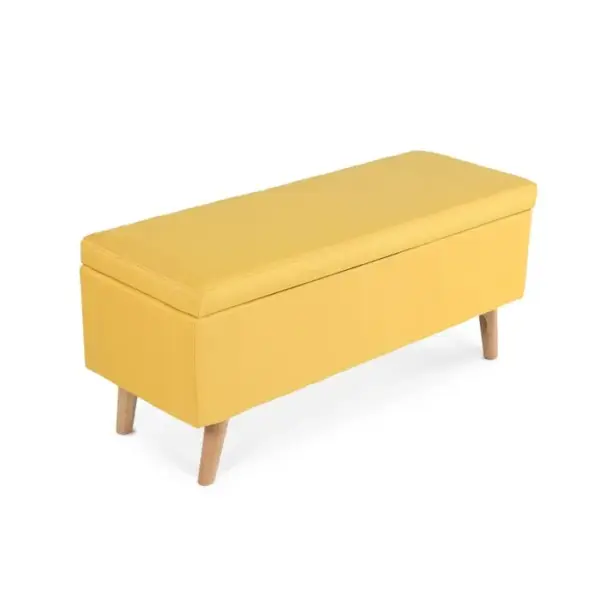 INTENSEDECO Banquette Coffre De Style Scandinave Eline Tissu Jaune