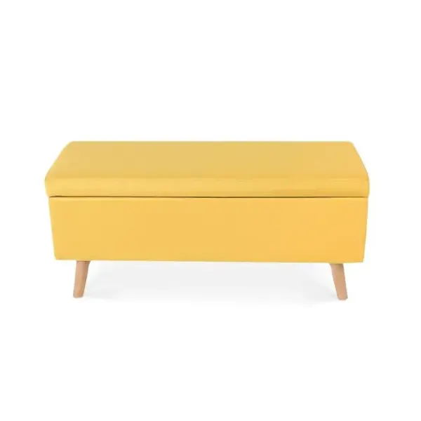 INTENSEDECO Banquette Coffre De Style Scandinave Eline Tissu Jaune