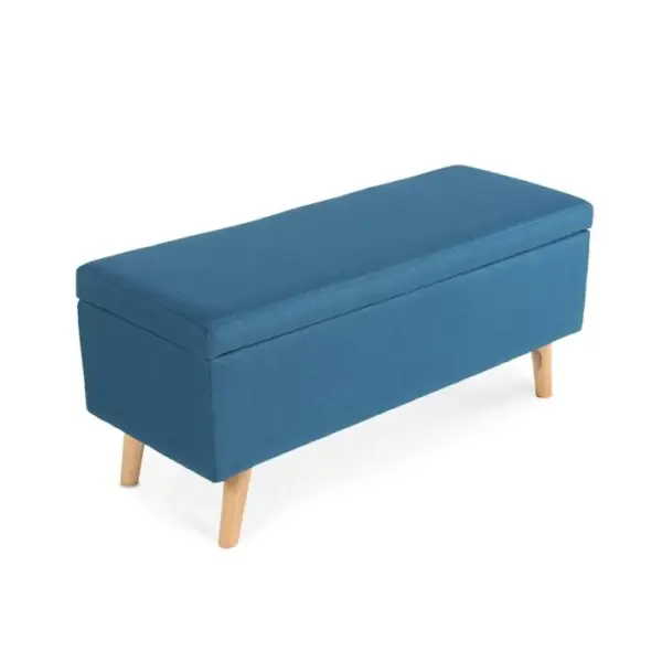 Banquette Coffre De Style Scandinave Eline Tissu Bleu Canard