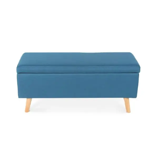 Banquette Coffre De Style Scandinave Eline Tissu Bleu Canard