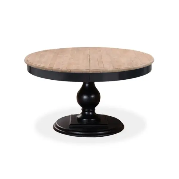 Table Ronde Extensible En Bois Massif Héloïse Bois Naturel Et Pied Noir