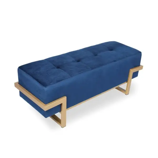 Banquette Selena Velours Bleu Foncé Pieds Or