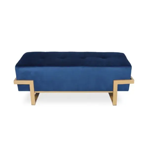 Banquette Selena Velours Bleu Foncé Pieds Or