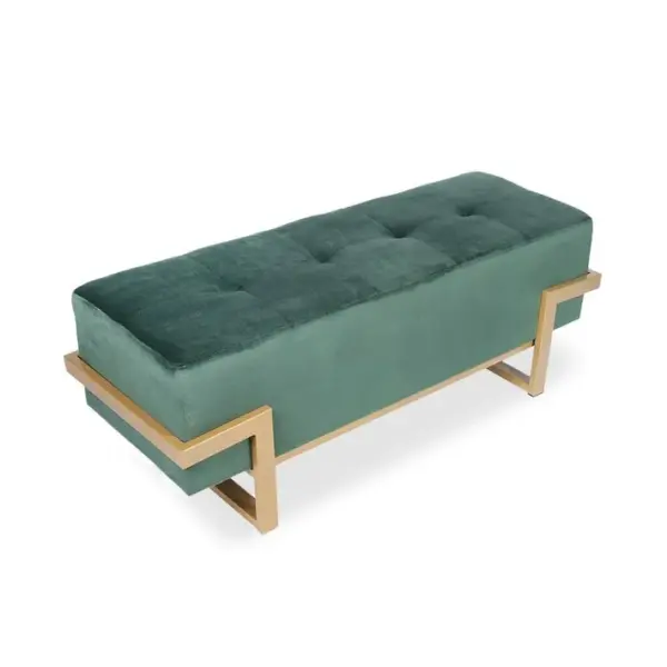 Banquette Selena Velours Vert Pieds Or