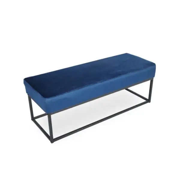 INTENSEDECO Banquette Clarisse Velours Bleu Pieds Noirs